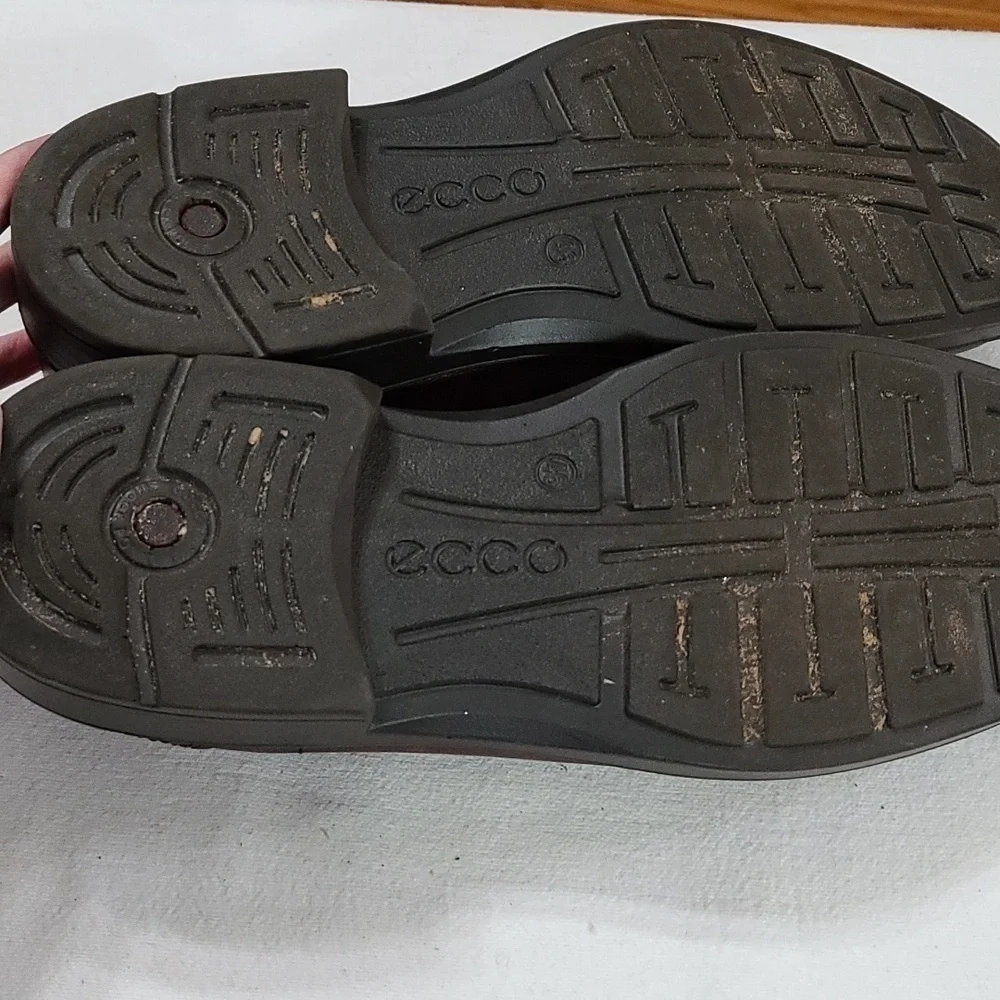 Ecco Mens Brown Leather?Casual Dress Shoes Slip-on Sz 46/12-12.5 GUC READ‎